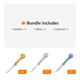 OK Foldable Knife Key Chain Mini Pocket Knife Box Cutter Keychain Pendant Color Handle Decoration (Color: Golden+Sliver+Colorful)