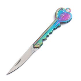 OK Foldable Knife Key Chain Mini Pocket Knife Box Cutter Keychain Pendant Color Handle Decoration (Color: Colorful)