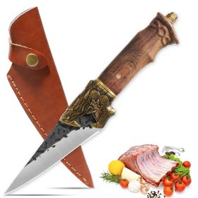 Qulajoy Boning Knife - Hand Forged Camping Knife 7Cr17MOV Blade - Dragon Head Handle And Leather Sheath - Unique Dragon Style - Viking Knife For Hunti (size: Multiuse Knife)